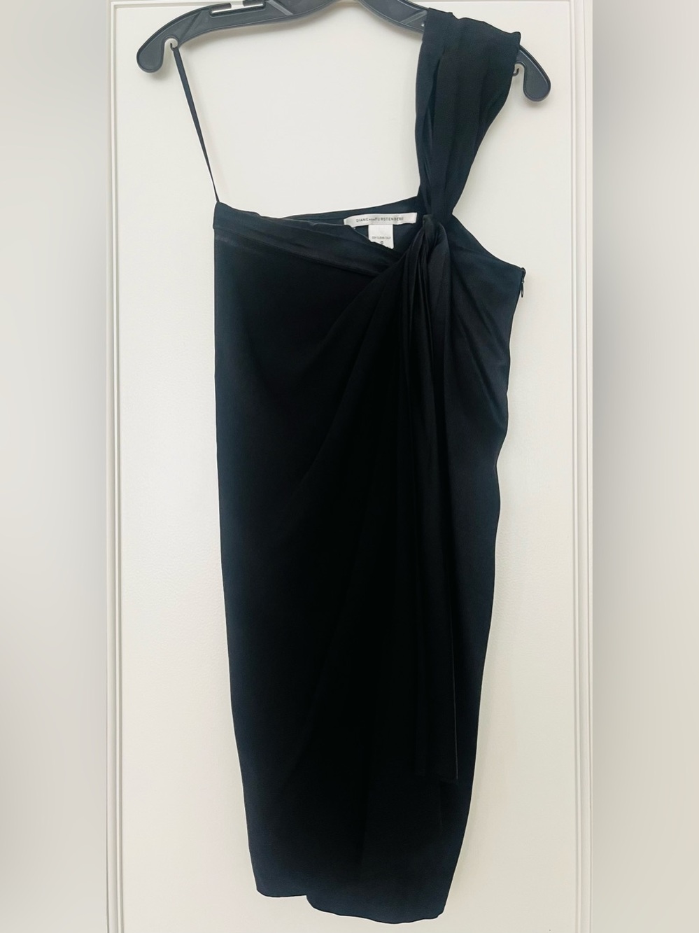 DVF One-Shoulder Black Silk Dress - Picture 1 of 4